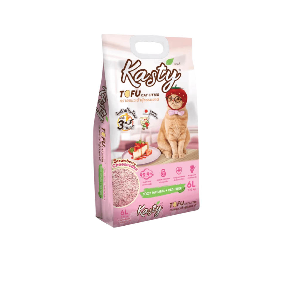 ทรายแมวเต้าหู้ KASTY กลิ่นสตรอว์เบอร์รี่ชีสเค้ก ขนาด 6 ลิตร